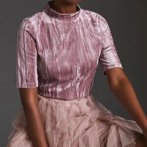 Pilcro Velveteen Mock Neck Top